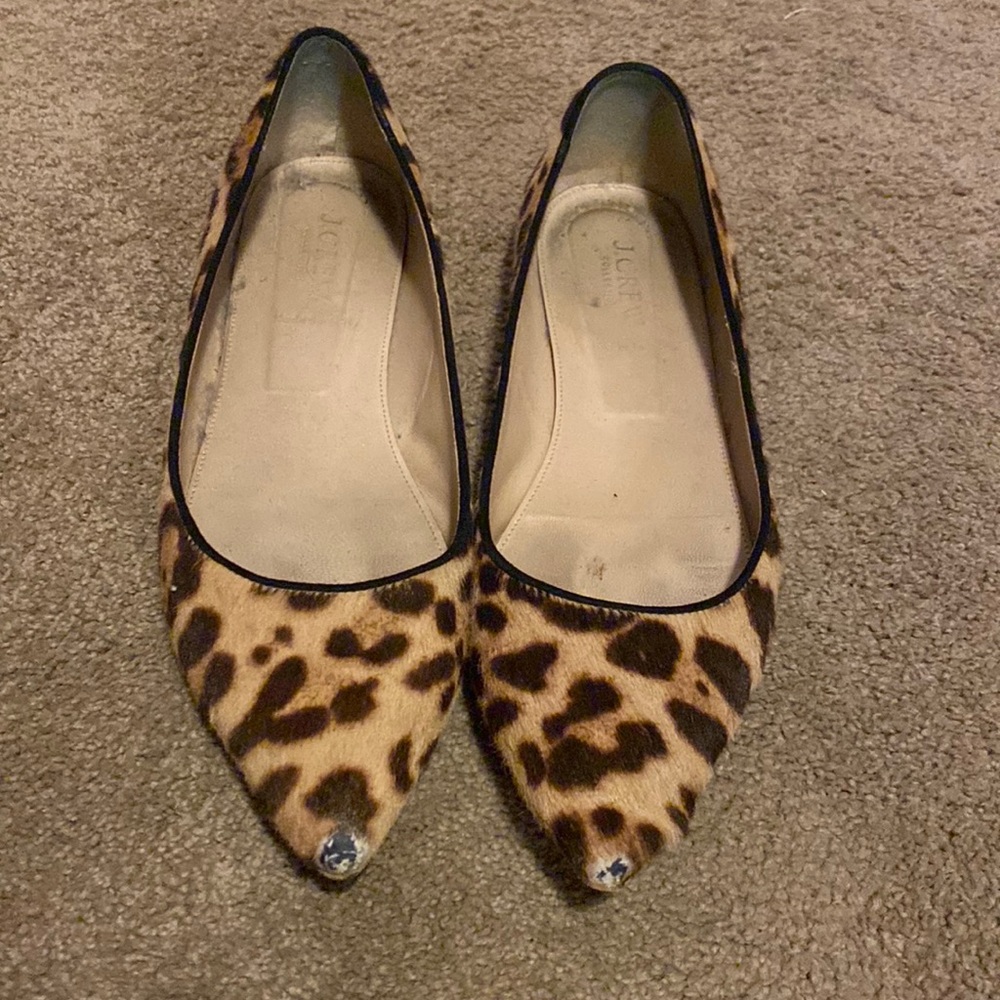 Jcrew calf Hair Leopard Flats